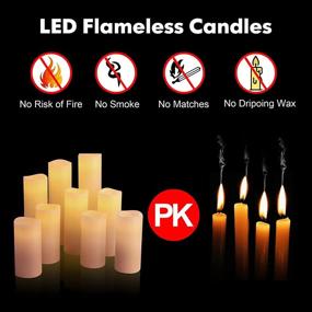 img 1 attached to 🕯️ BENEVE Flameless LED Wax Pillar Candles Set of 9 - Remote Control, Cycling Timer, Ivory Colour