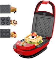 🥪 ecx 3-in-1 detachable non-stick coating sandwich maker waffle maker donut maker, meatball grill - led indicator lights, cool touch handle, anti-skid feet логотип