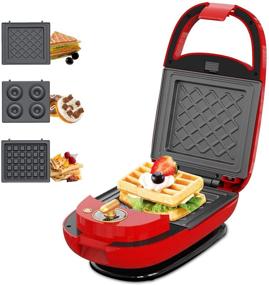 img 4 attached to 🥪 ECX 3-in-1 Detachable Non-stick Coating Sandwich Maker Waffle Maker Donut Maker, Meatball Grill - LED Indicator Lights, Cool Touch Handle, Anti-skid Feet