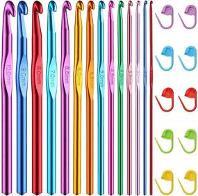 img 4 attached to 🧶 Ultimate 24-Piece Crochet Hooks Knitting Kit: Colorful Needles Set with Stitch Markers for Crocheting Crafts (2-10mm)