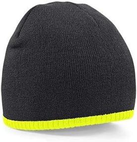 img 3 attached to Beechfield Knitted Beanie Contrast Graphite Outdoor Recreation