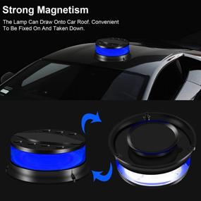 img 1 attached to 🚨 High-Visibility Blue Beacon Light: 80W Warning Flashing Strobe for Car, Truck & Construction with Magnetic Base