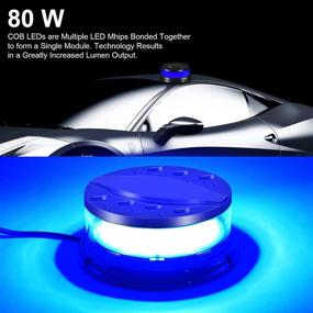 img 3 attached to 🚨 High-Visibility Blue Beacon Light: 80W Warning Flashing Strobe for Car, Truck & Construction with Magnetic Base
