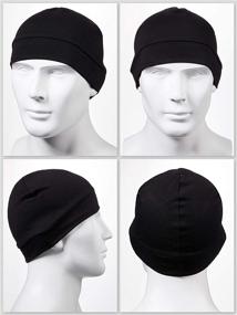 img 1 attached to 🧢 Syhood 4-Piece Unisex Cotton Beanie Skull Caps-Multifunctional Headwear: Soft Sleep Hats, Stretchy Helmet Liners for Men and Women