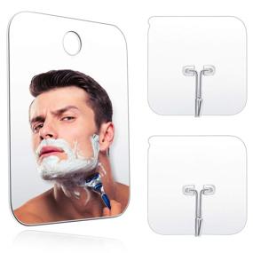 img 4 attached to 🪞 Blulu Shower Mirror Shave Makeup Mirror Lightweight Frameless Mirror with 2 Adhesive Hooks, 6.8 x 5.2 Inches