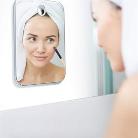 img 1 attached to 🪞 Blulu Shower Mirror Shave Makeup Mirror Lightweight Frameless Mirror with 2 Adhesive Hooks, 6.8 x 5.2 Inches