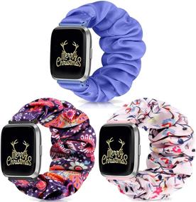 img 4 attached to 🎀 AordKing Scrunchie Bands для Fitbit Versa - эластичный стрэтч-ремень из модного материала с узорами, запасной браслет-аксессуар для запястья (23 мм М)