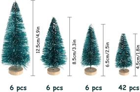 img 3 attached to Set of 60 Mini Sisal Snow Frost Trees with Wood Base - Miniature 🎄 Pine Bottle Brush Trees, Plastic Snow Ornaments for Christmas Decoration and Display - Size 1