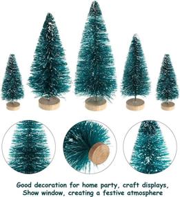 img 2 attached to Set of 60 Mini Sisal Snow Frost Trees with Wood Base - Miniature 🎄 Pine Bottle Brush Trees, Plastic Snow Ornaments for Christmas Decoration and Display - Size 1