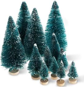 img 1 attached to Set of 60 Mini Sisal Snow Frost Trees with Wood Base - Miniature 🎄 Pine Bottle Brush Trees, Plastic Snow Ornaments for Christmas Decoration and Display - Size 1