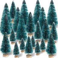 set of 60 mini sisal snow frost trees with wood base - miniature 🎄 pine bottle brush trees, plastic snow ornaments for christmas decoration and display - size 1 логотип