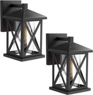 🏮 harriet outdoor wall sconces lantern light fixtures, matte black finish, 2 pack - exterior wall mounted porch lights with clear glass shade, howl01b-2p логотип