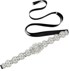 img 4 attached to 💎 Ayliss Rhinestone Crystal Pearl Bridal Sash Belt Hairband - Enhancing Your Wedding Gown/Formal Dress