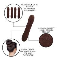 brunette magic hair bun maker: 4 pack large foam sponge buns for elegant updo’s, ballet buns, french twist, waves & more! logo