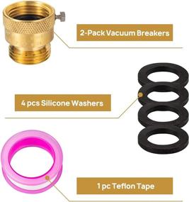 img 2 attached to 🌬️ Breezliy 2-Pack Brass Vacuum Breaker Set: Anti-Siphon Hose Bib Valve for Garden Spigot & RV Hose, Backflow Preventer Connector with Tape and Extra washers