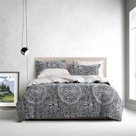 mornimoki vintage boho paisley duvet cover – vibrant european floral design, 100% egyptian cotton luxury bedding set (white-black, queen) logo