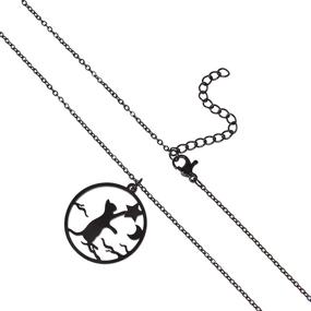 img 1 attached to 🌙 Stunning Stainless Steel Black Moon Cat Necklace for Women - Crescent Halloween Blinkingstare Pendant with Faithful Love, Perfect for Girls