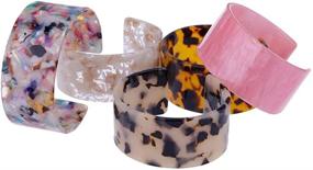 img 2 attached to 🐢 Colorful Tortoise Wide Cuff Bangles: Adjustable Resin Bracelets with Floral Leopard Print - Stylish Women's Party Jewelry