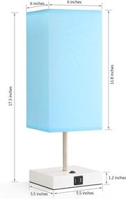 img 3 attached to 🛏️ Set of 2 Bedside Table Lamps with Dual USB Charging Port, Blue Lampshade - Perfect for Bedroom, Living Room, Study