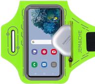 🏃 jemache running armband for samsung galaxy s21 ultra, s20 plus, s21 plus 5g, s20 fe, note 20 ultra 10+ 9 8 - green: arm band with earbuds pocket & card holder logo