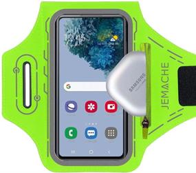 img 4 attached to 🏃 JEMACHE Running Armband for Samsung Galaxy S21 Ultra, S20 Plus, S21 Plus 5G, S20 FE, Note 20 Ultra 10+ 9 8 - Green: Arm Band with Earbuds Pocket & Card Holder