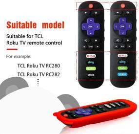 img 1 attached to 🐼 Red Silicone Protective Case for TCL Roku TVs and Roku Players Remote with Anti-Slip Shockproof Soft Skin Cover - Cute Panda Ear Shape Design