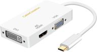 💻 usb c to vga hdmi dvi adapter, cablecreation 3-in-1 usb type c to hdmi vga dvi female converter, compatible with macbook pro 2020, surface book 2, chromebook pixel, mac mini 2018, xps 15 - white logo
