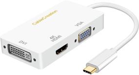 img 4 attached to 💻 USB C to VGA HDMI DVI Adapter, CableCreation 3-in-1 USB Type C to HDMI VGA DVI Female Converter, Compatible with MacBook Pro 2020, Surface Book 2, ChromeBook Pixel, Mac Mini 2018, XPS 15 - White