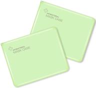 📦 convenient portable mask box for safe mask storage and organization - set of 2 green boxes, 4.1"". logo