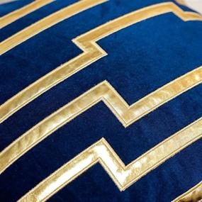 img 1 attached to 💛 Avigers Navy Blue Gold Leather Striped Cushion Cases: Luxurious European Throw Pillow Covers for Couch, Living Room, Bedroom, Car - 18 x 18 Inches (45 x 45cm)