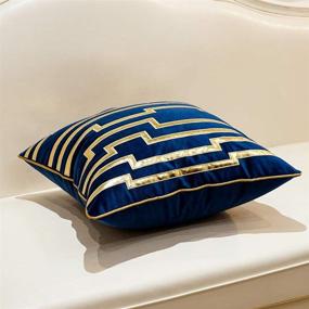 img 2 attached to 💛 Avigers Navy Blue Gold Leather Striped Cushion Cases: Luxurious European Throw Pillow Covers for Couch, Living Room, Bedroom, Car - 18 x 18 Inches (45 x 45cm)