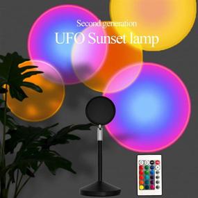 img 2 attached to 🌈 Enhance Your Home's Ambience with FlyonSea Sunset Lamp Projector: Rainbow Projection, Remote Control, 16 Color Changing, USB Connectivity, perfect for Photography, Selfies, and Room Decor!