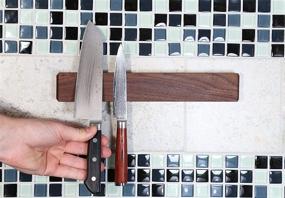 img 3 attached to 🔪 12 Inch Walnut Magnetic Knife Holder - Organize Your Kitchen with a Multi-functional Knife Magnet, Strip, and Rack - Made in USA