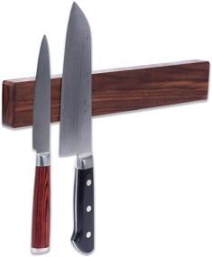 img 2 attached to 🔪 12 Inch Walnut Magnetic Knife Holder - Organize Your Kitchen with a Multi-functional Knife Magnet, Strip, and Rack - Made in USA