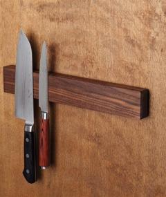 img 1 attached to 🔪 12 Inch Walnut Magnetic Knife Holder - Organize Your Kitchen with a Multi-functional Knife Magnet, Strip, and Rack - Made in USA