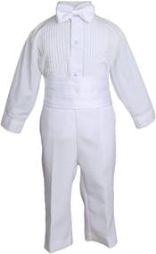 img 3 attached to 👶 White Poly Cotton 5 Piece Classic Tux Set with Tail for Baby Boys - Formal Attire