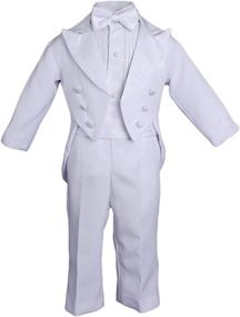 img 4 attached to 👶 White Poly Cotton 5 Piece Classic Tux Set with Tail for Baby Boys - Formal Attire