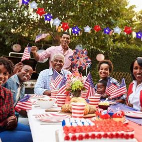 img 2 attached to Patriotic Memorial Day Christmas Decoration: Battery Operated LED 3D Star Red White Blue String Lights with Remote - Independence Day Decor String Lights - 10Ft 40 LED for Indoor Outdoor - July 4th Lights