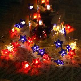 img 1 attached to Patriotic Memorial Day Christmas Decoration: Battery Operated LED 3D Star Red White Blue String Lights with Remote - Independence Day Decor String Lights - 10Ft 40 LED for Indoor Outdoor - July 4th Lights