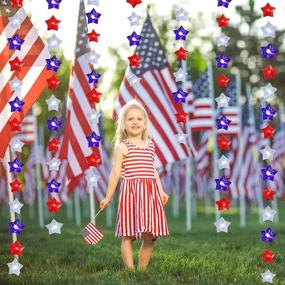 img 3 attached to Patriotic Memorial Day Christmas Decoration: Battery Operated LED 3D Star Red White Blue String Lights with Remote - Independence Day Decor String Lights - 10Ft 40 LED for Indoor Outdoor - July 4th Lights