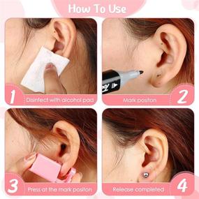 img 3 attached to 6-Piece Disposable Nose & Ear Piercing Gun Kit - Pink | Self Ear Pierce Kit with Pierced Earrings | Portable Mouse Piercing Kit for Body | Includes Silver Bean Studs | Men's & Women's Piercing Tools