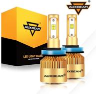 💡 auxbeam h11 h8 h9 led light bulbs - super bright 8000lm 6500k xenon white csp chips conversion kit - 2 pack - plug n play halogen replacement logo