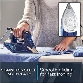 img 1 attached to 🔥 Rowenta DW9280 Digital Display Steam Iron: Stainless Steel Soleplate, 1800-Watt, 400-Hole, Blue - Ultimate Garment Care