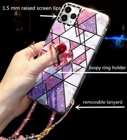 img 3 attached to Aulzaju iPhone 12 Pro Max Girly Case: Luxury Bling Diamond Hard PC Back, Marble Design, Glitter Rhinestone Bumper Cover for Women - 6.7'' Pink