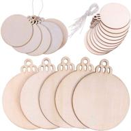 50 pieces 3.15 inch round wooden discs with holes - unfinished natural wood slices for crafts centerpieces, diy wooden ornaments, and home hanging decorations logo