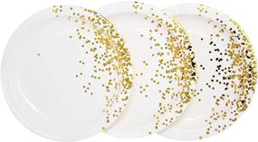 img 3 attached to 🍽️ Premium White and Gold Foil Round Paper Plates (9 Inch, 50 Pack) - Ideal for Appetizers, Lunch, and Dinner