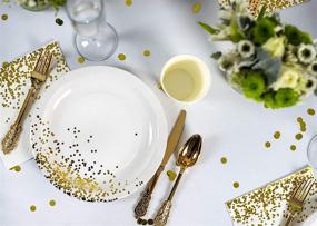 img 2 attached to 🍽️ Premium White and Gold Foil Round Paper Plates (9 Inch, 50 Pack) - Ideal for Appetizers, Lunch, and Dinner