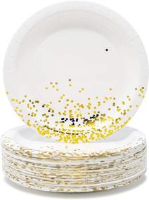 img 4 attached to 🍽️ Premium White and Gold Foil Round Paper Plates (9 Inch, 50 Pack) - Ideal for Appetizers, Lunch, and Dinner