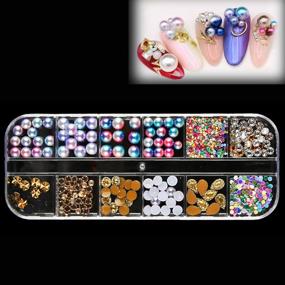 img 2 attached to 💅 BEINNY Nail Art Rhinestones Kit - 4 Boxes with 12 Grids, Dotting Pen & Tweezers Included