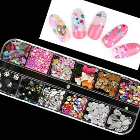 img 4 attached to 💅 BEINNY Nail Art Rhinestones Kit - 4 Boxes with 12 Grids, Dotting Pen & Tweezers Included